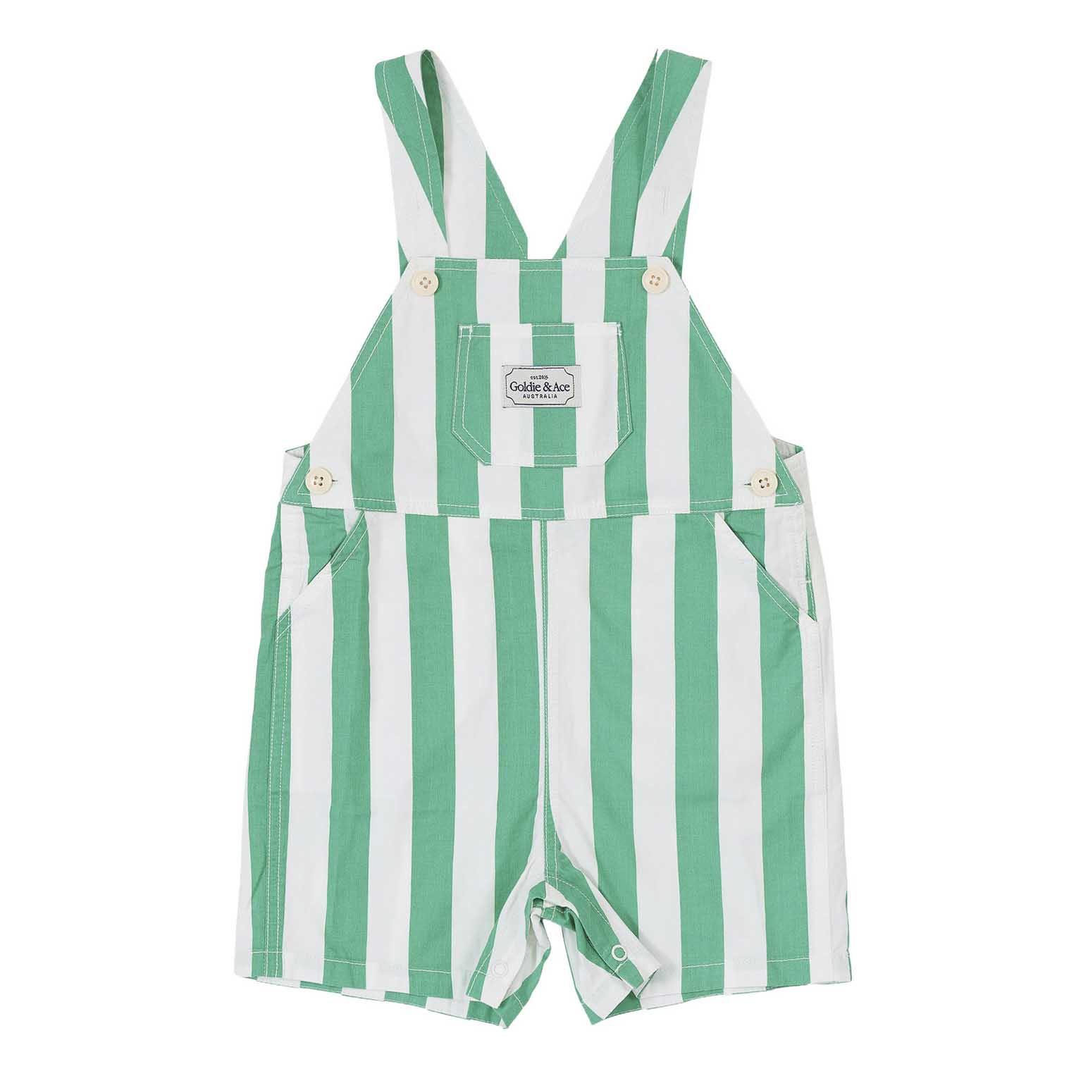 Goldie + Ace Happy Stripe Button Burton Overalls 6M-2Y